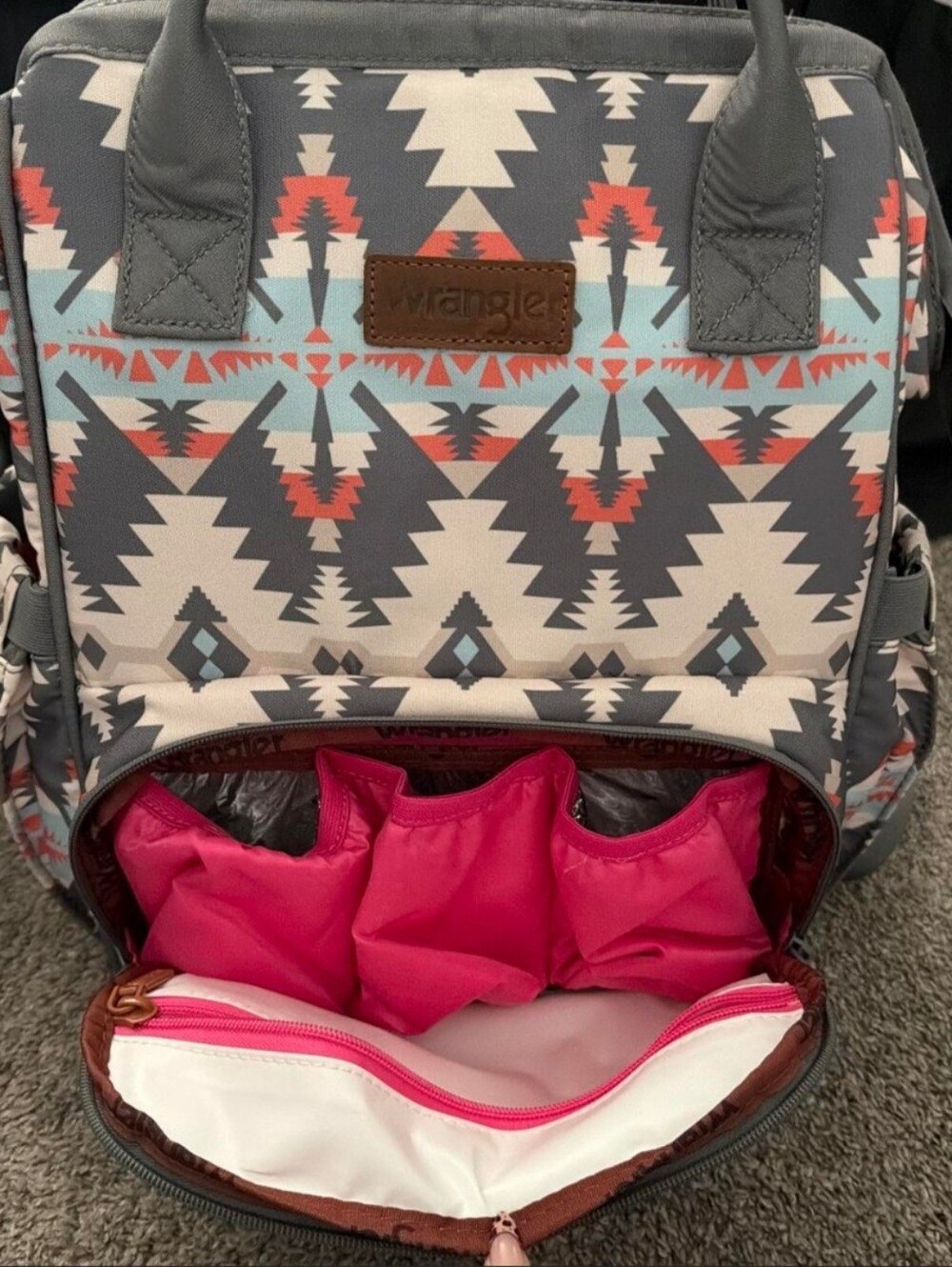 Gray Aztec-Pattern Women's Backpack Tote - Multi-Color - Picture 3 of 3